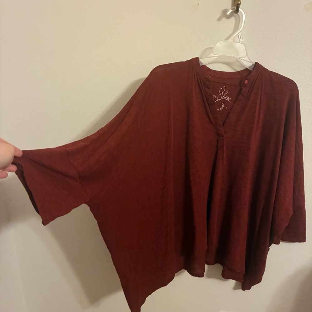 Inner Shine Burgundy Rust Oversized Top Pima Cotton size small